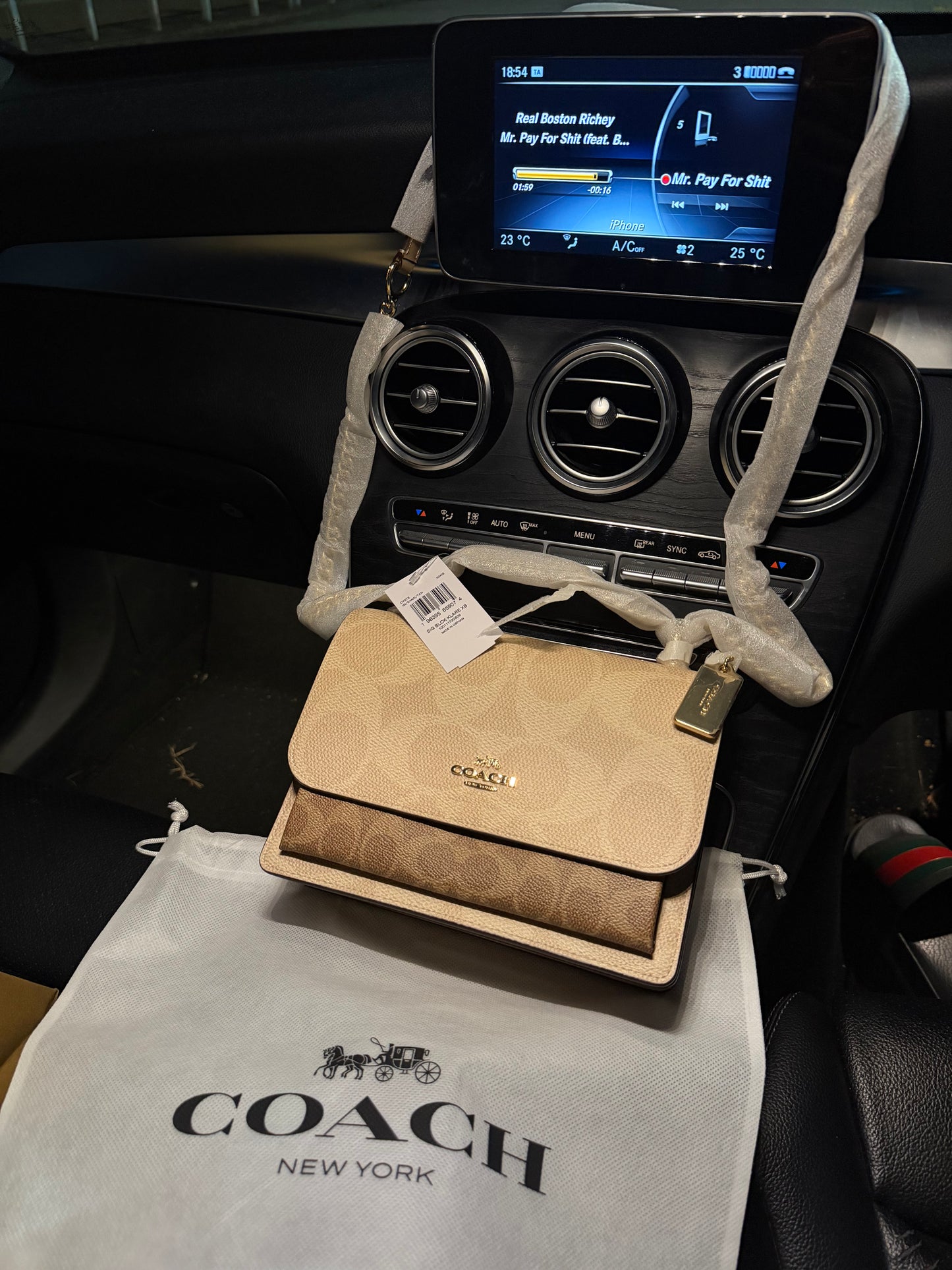 Klare Crossbody Blocked Signature canvas bag (Sand/Taupe)