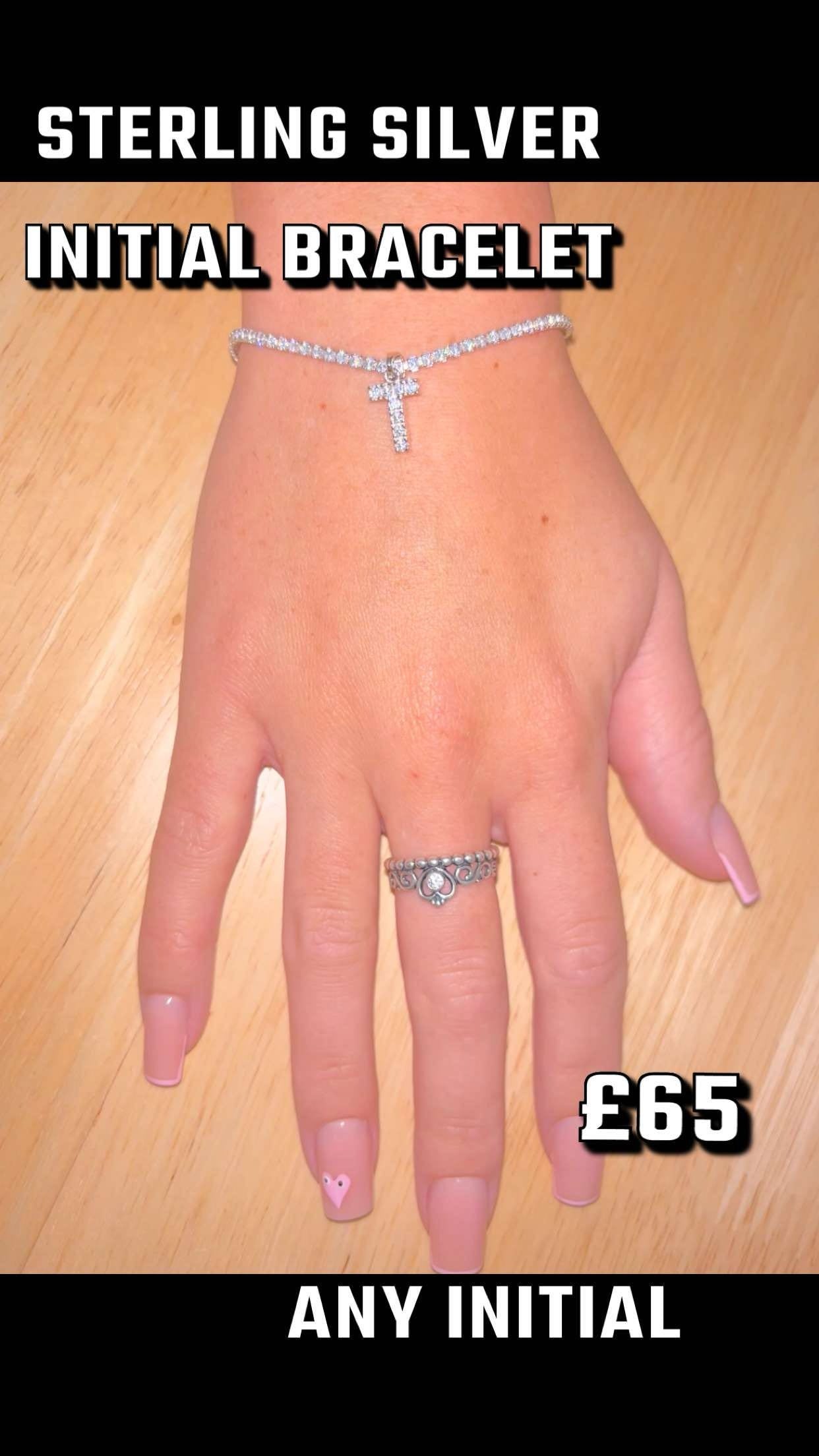 Sterling silver initial bracelet