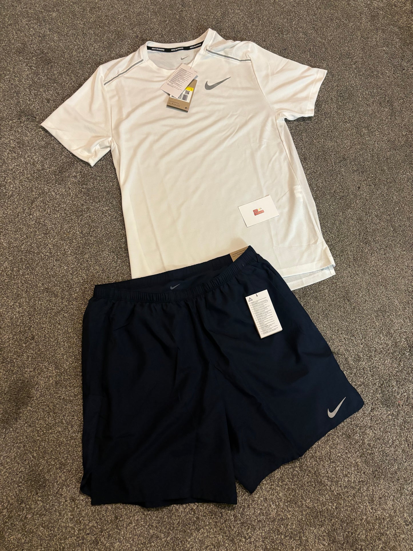 Nike miler short set - white/navy