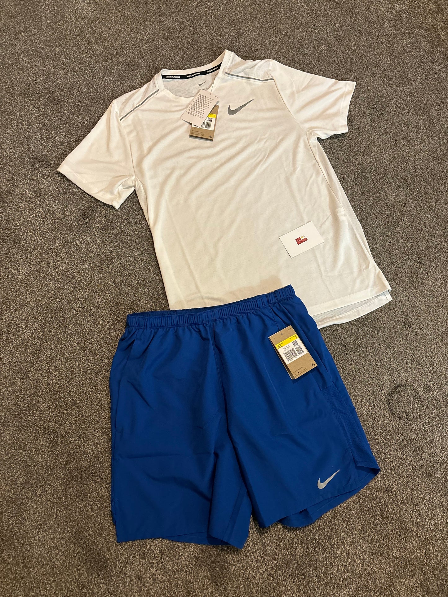 Nike miler short set - white/blue