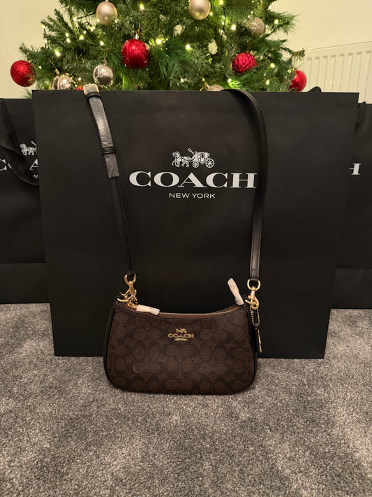 Teri Shoulder Signature Canvas Bag (Walnut)