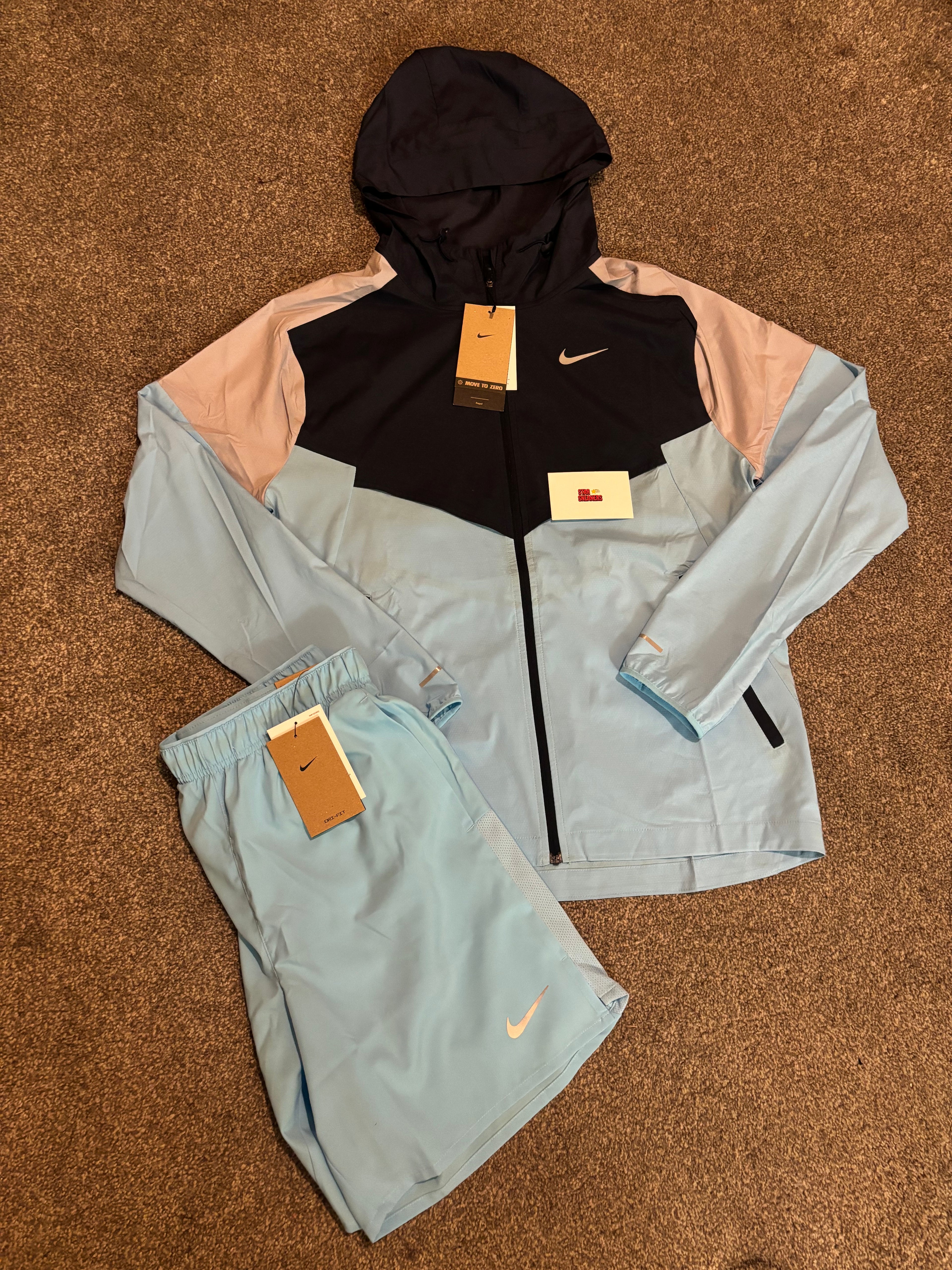 Nike miler windrunner short set - Obsidian/Aquarius Blue/Wolf Grey