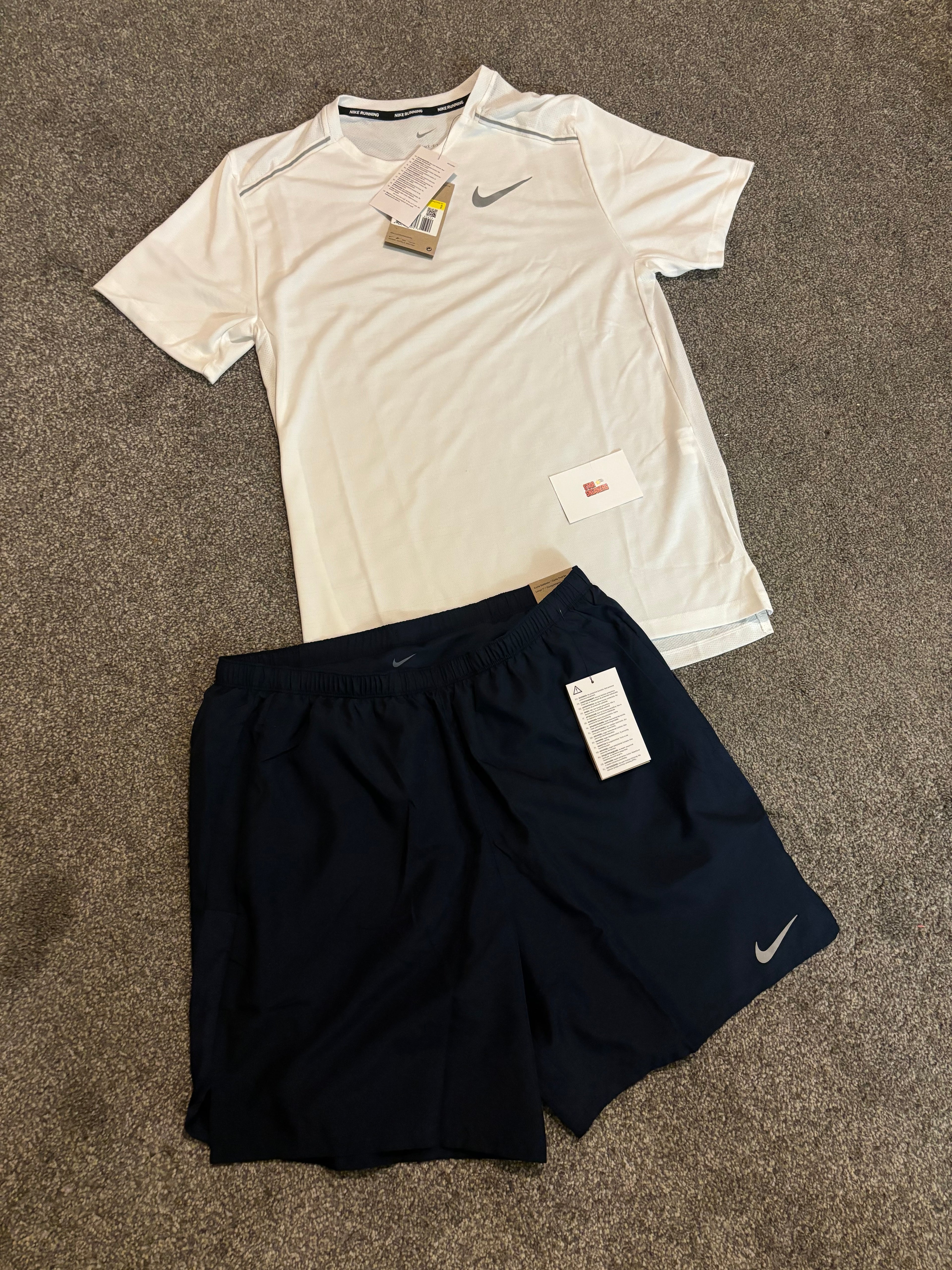Nike miler short set - white/navy