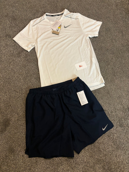 Nike miler short set - white/navy