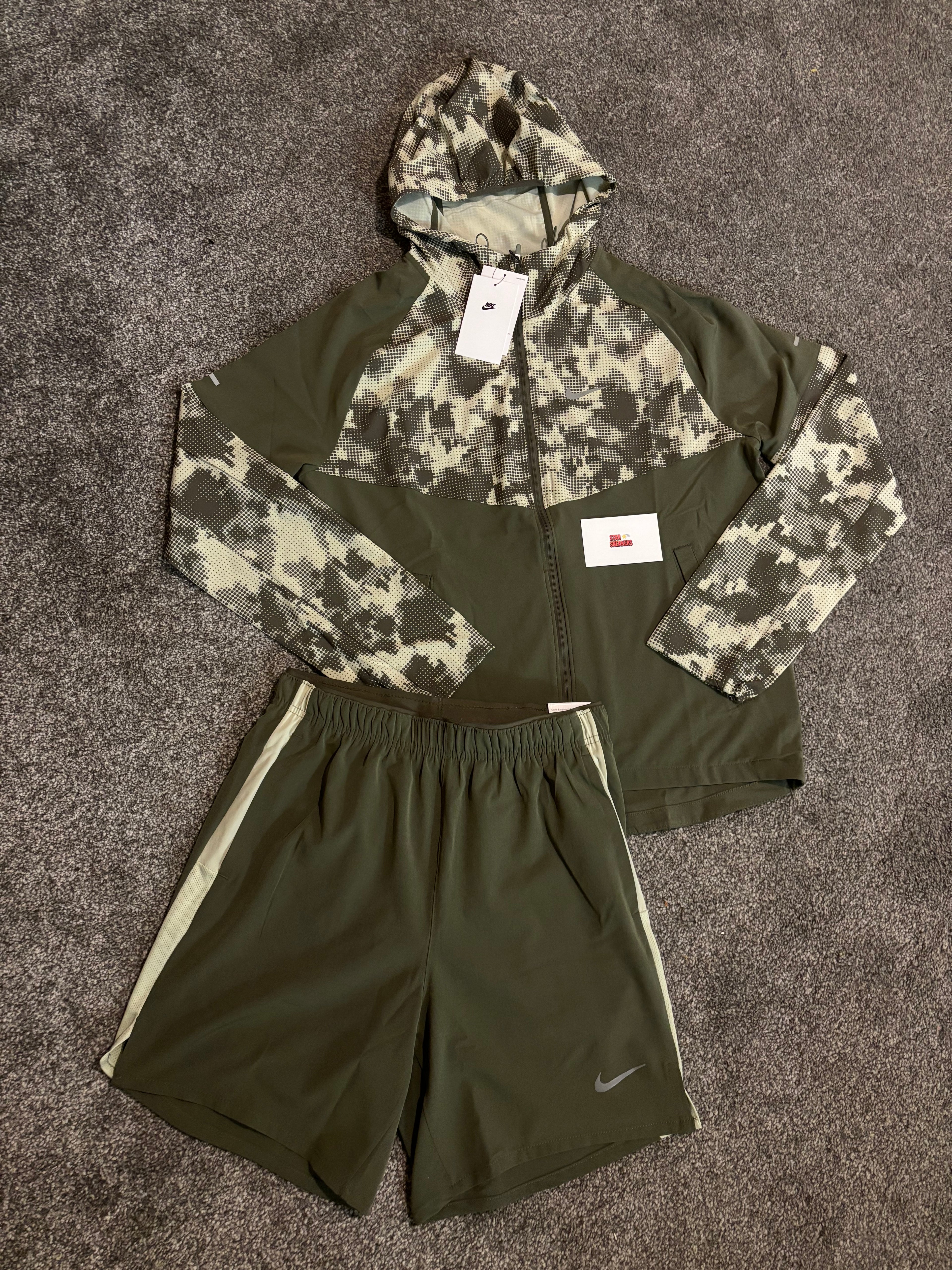 Nike miler repel windrunner short set - Camo green