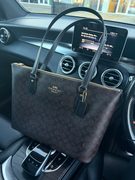 Gallery Tote Signature Canvas Bag (Walnut)