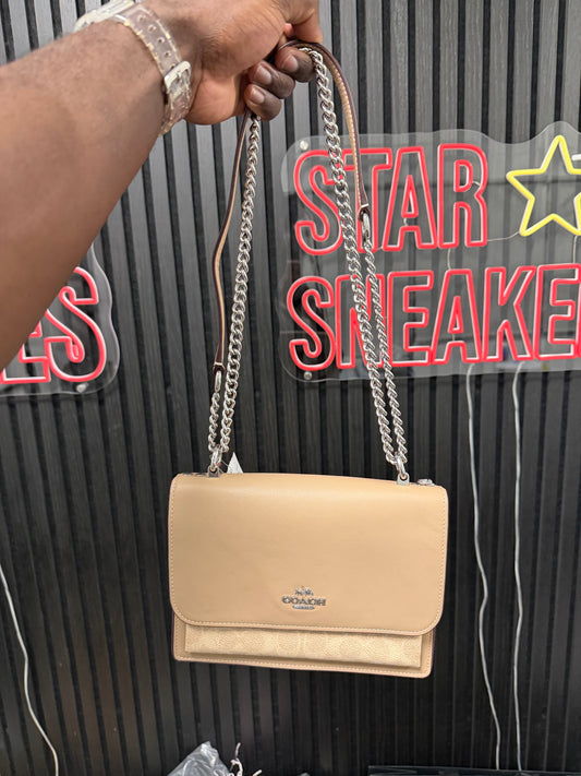 Klare Crossbody Blocked Signature canvas bag (Sand/Taupe)