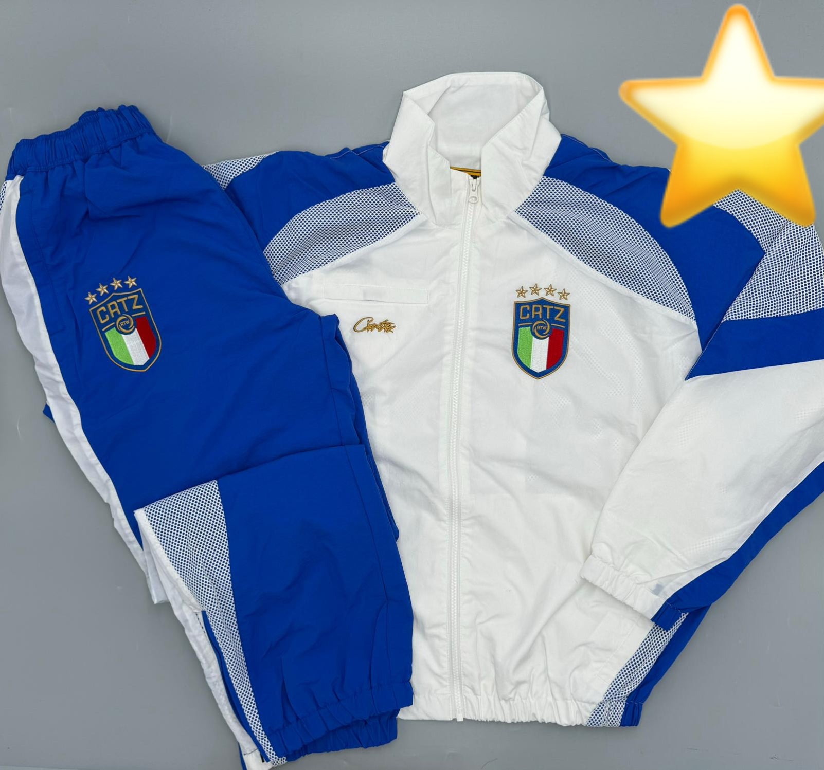 CRTZ white/blue Italian shuku tracksuit